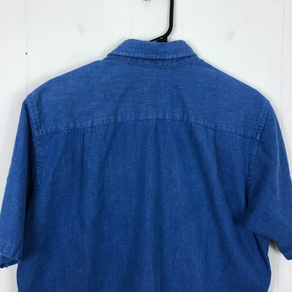 Van-Heusen Short Sleeved Denim Button Down Sz M - Picture 8 of 10
